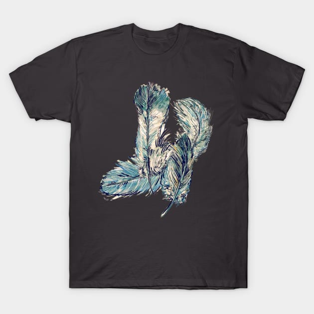 Featherly T-Shirt by minniemorrisart